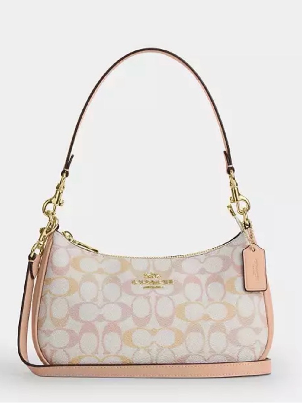 Coach Pastel Signature Canvas Shoulder Bag with Pink Trim SOLD OUT ONLINE